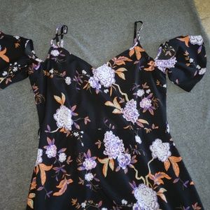 Cotton on cold shoulder Black floral dress